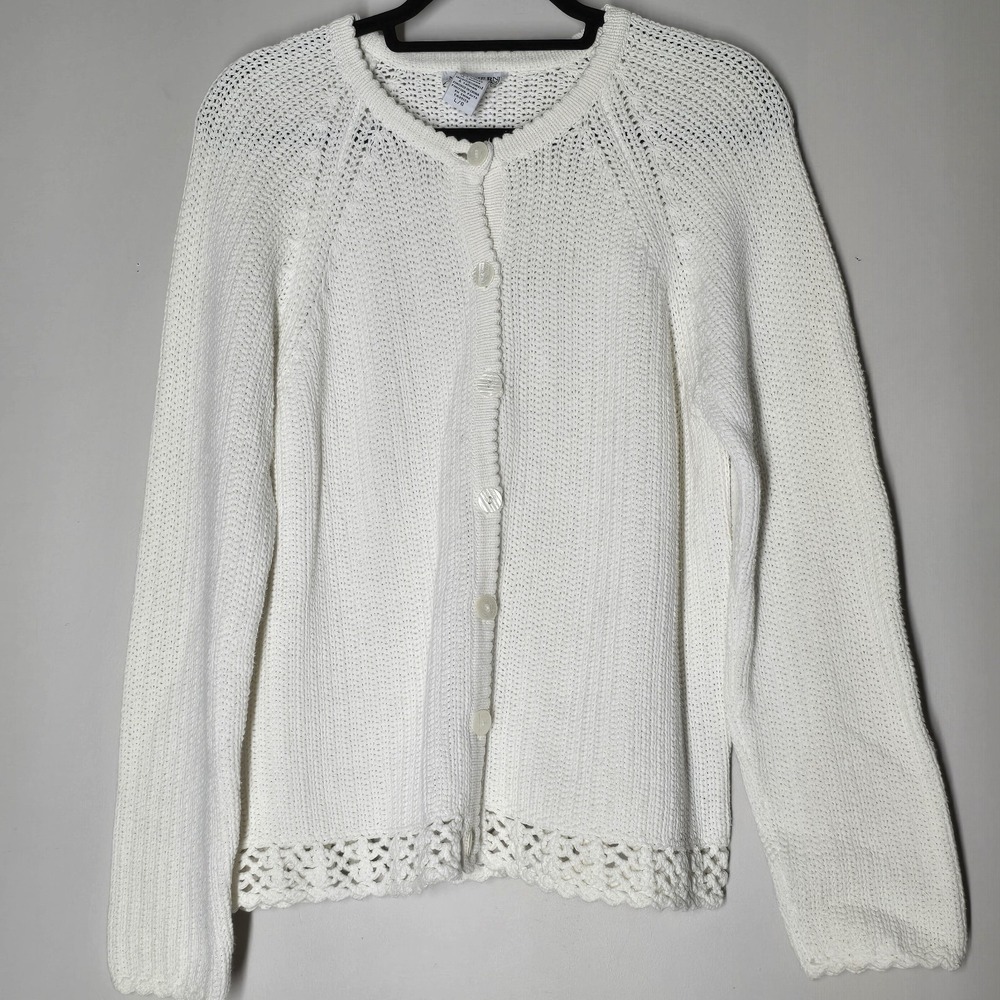 Vintage Northern Reflections‎ Chunky Crochet Cardigan Cottagecore Prairie Size L